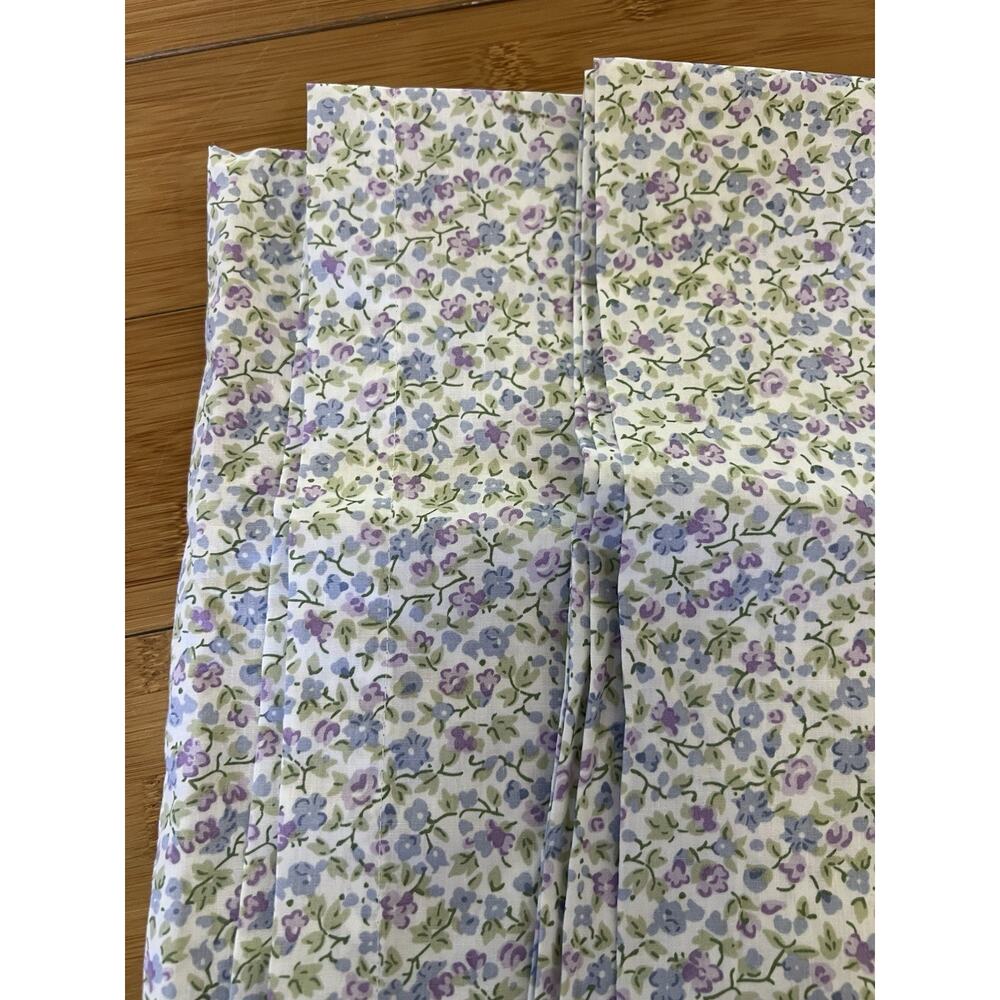 Laura Ashley Full Flat Sheet Set Floral Purple, Blue, Green 100% Cotton NWOP 3PC